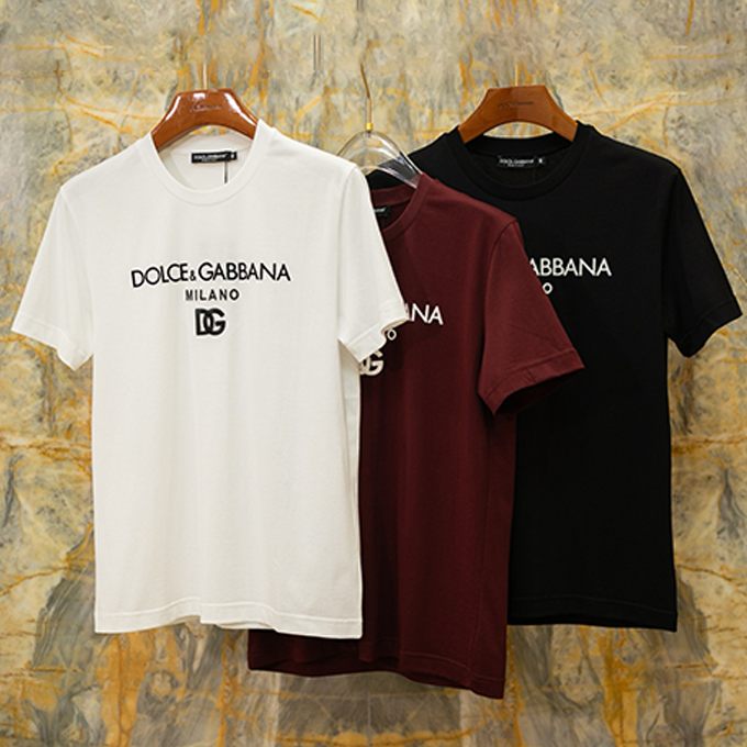 dolce & gabbana milano letter dg embroidery cotton t shirt